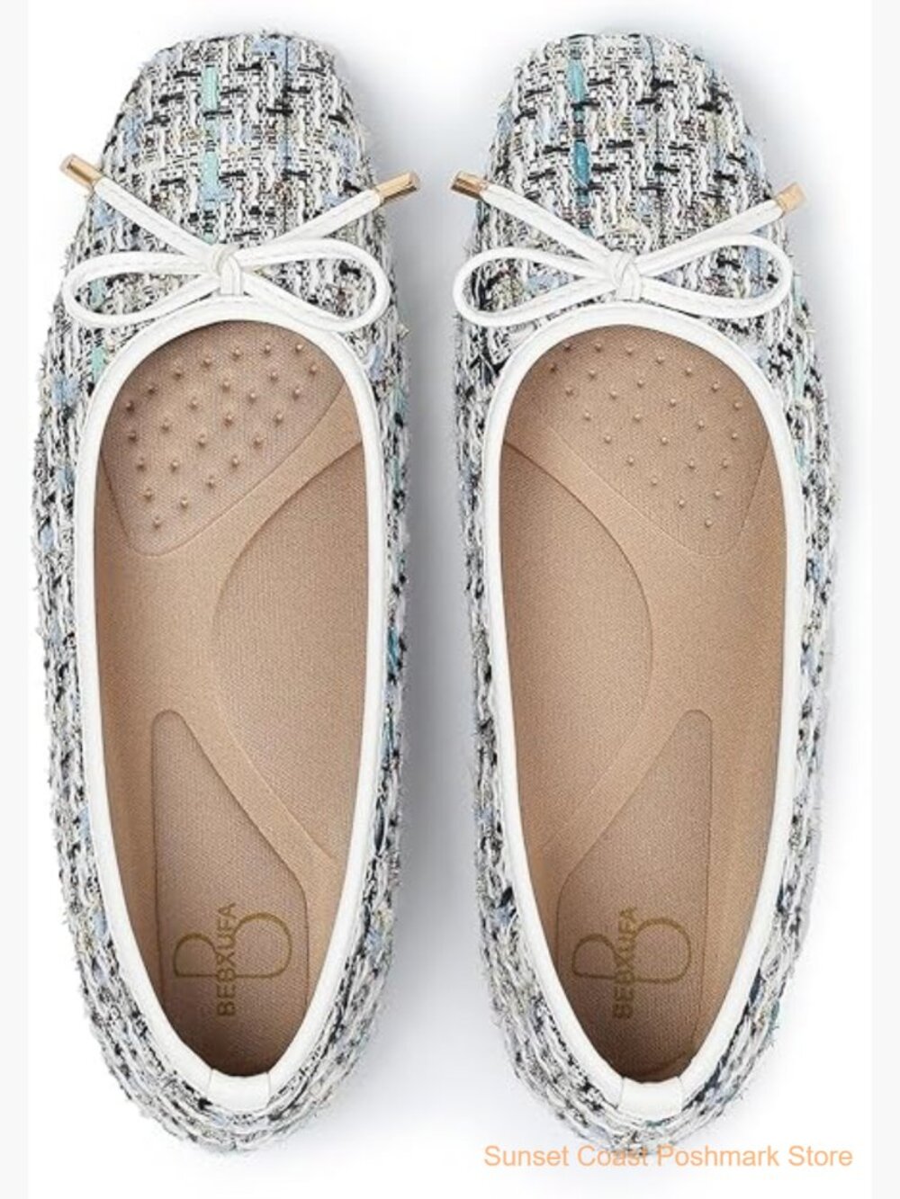 Square Toe Ballet Flats Slip On Work Shoes Arch Support Faux Leather